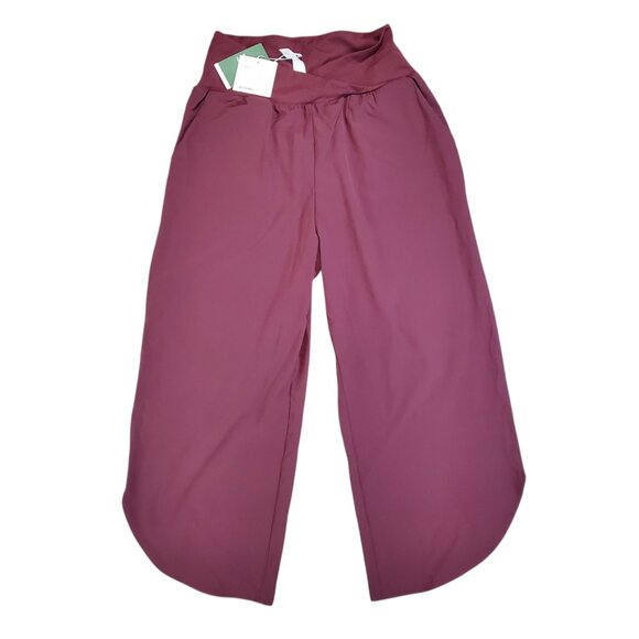 Halara Pants High Waist Yoga Crossover Pockets Brown Red - Size Medium - Picture 2 of 9